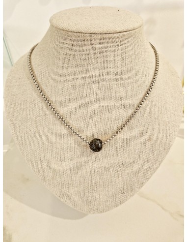 collier en acier avec perle noire de tahiti Livraison rapide